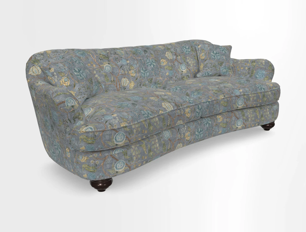 Fairmont 4 Seater Sofa in Romo Osumi Wild Rose with Contrast Piping in Linwood Luna Blossom Contrasting Scatters in Colefax & Fowler Jocasta Velvet Red