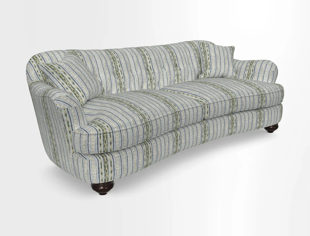 Fairmont 4 Seater Sofa in Romo Osumi Wild Rose with Contrast Piping in Linwood Luna Blossom Contrasting Scatters in Colefax & Fowler Jocasta Velvet Red