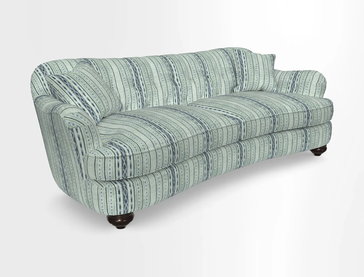 Fairmont 4 Seater Sofa in Romo Osumi Wild Rose with Contrast Piping in Linwood Luna Blossom Contrasting Scatters in Colefax & Fowler Jocasta Velvet Red