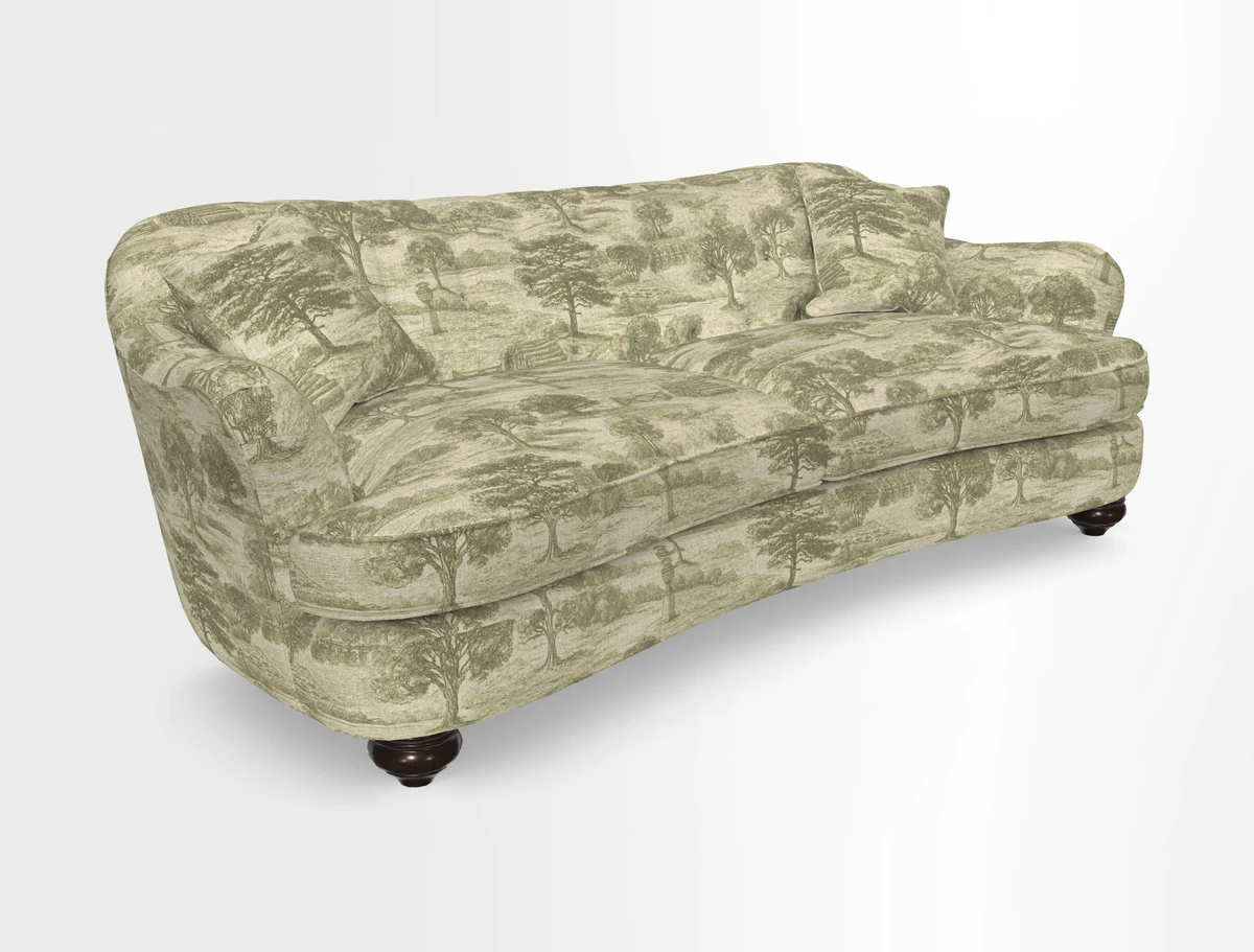 Fairmont 4 Seater Sofa in Romo Osumi Wild Rose with Contrast Piping in Linwood Luna Blossom Contrasting Scatters in Colefax & Fowler Jocasta Velvet Red
