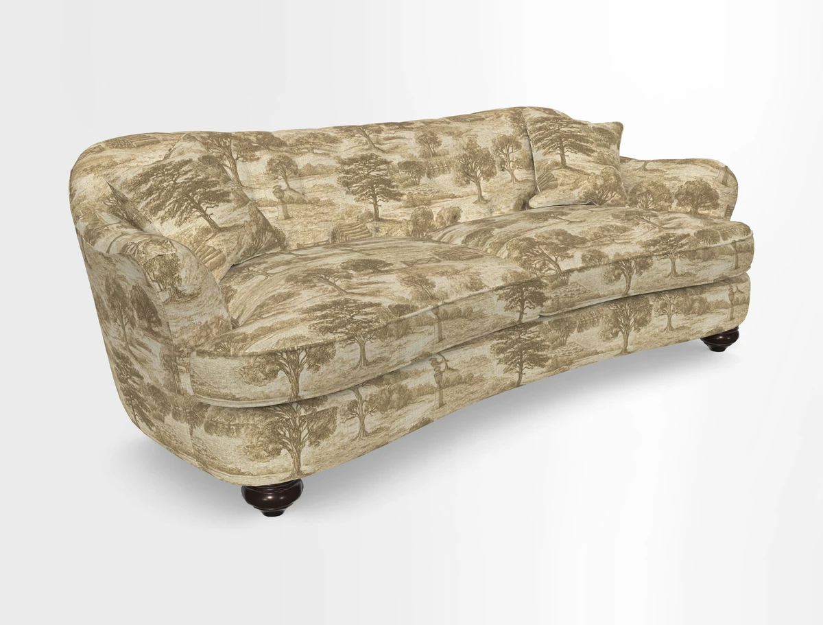 Fairmont 4 Seater Sofa in Romo Osumi Wild Rose with Contrast Piping in Linwood Luna Blossom Contrasting Scatters in Colefax & Fowler Jocasta Velvet Red