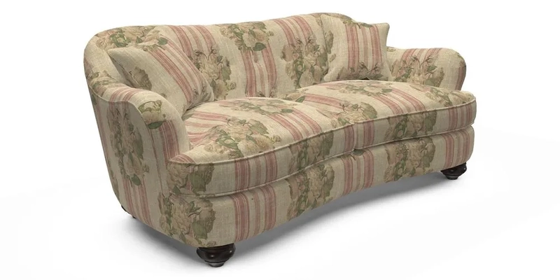 Fairmont 3 Seater Sofa in Romo Osumi Wild Rose with Contrast Piping in Linwood Luna Blossom Contrasting Scatters in Colefax & Fowler Jocasta Velvet Red