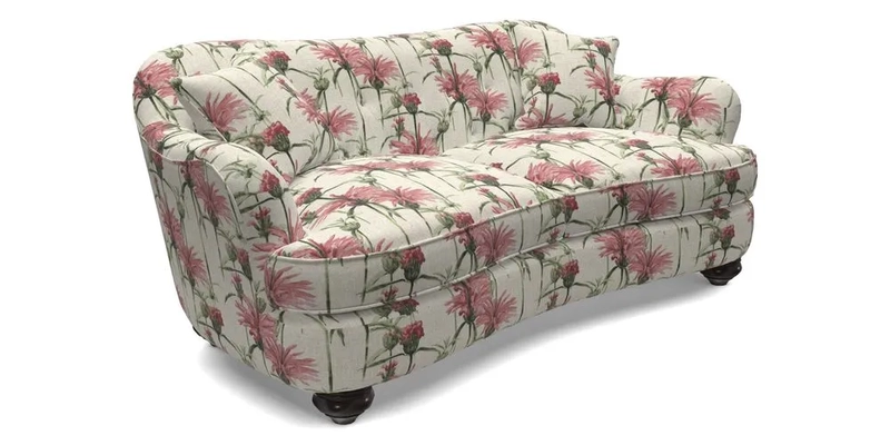 Fairmont 3 Seater Sofa in Romo Osumi Wild Rose with Contrast Piping in Linwood Luna Blossom Contrasting Scatters in Colefax & Fowler Jocasta Velvet Red