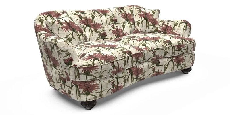 Fairmont 3 Seater Sofa in Romo Osumi Wild Rose with Contrast Piping in Linwood Luna Blossom Contrasting Scatters in Colefax & Fowler Jocasta Velvet Red