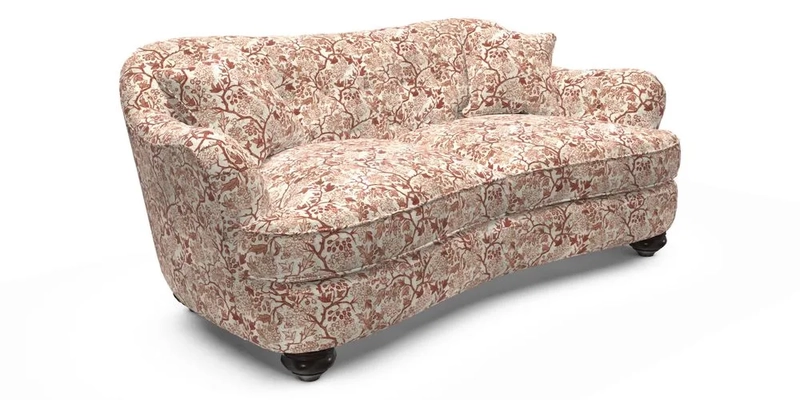 Fairmont 3 Seater Sofa in Romo Osumi Wild Rose with Contrast Piping in Linwood Luna Blossom Contrasting Scatters in Colefax & Fowler Jocasta Velvet Red