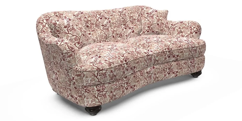 Fairmont 3 Seater Sofa in Romo Osumi Wild Rose with Contrast Piping in Linwood Luna Blossom Contrasting Scatters in Colefax & Fowler Jocasta Velvet Red