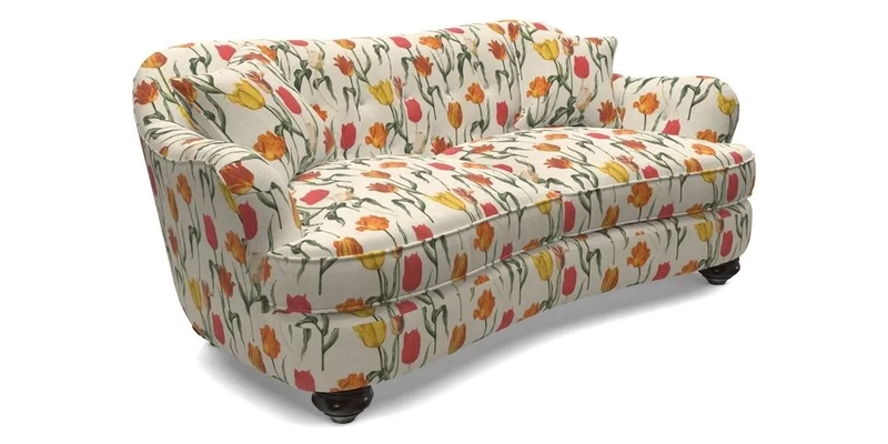 Fairmont 3 Seater Sofa in Romo Osumi Wild Rose with Contrast Piping in Linwood Luna Blossom Contrasting Scatters in Colefax & Fowler Jocasta Velvet Red