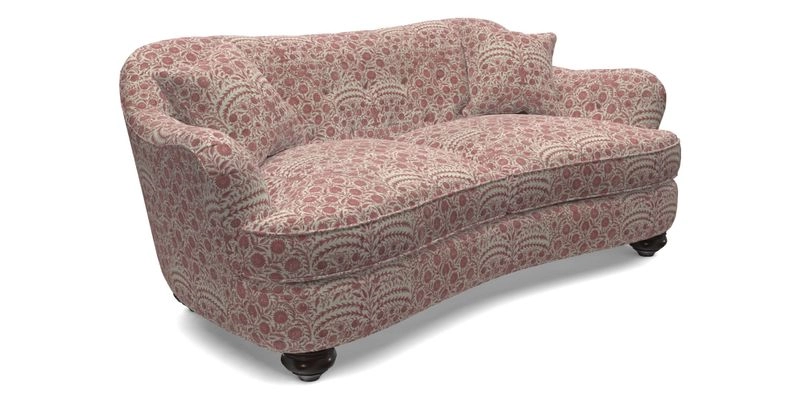 Fairmont 3 Seater Sofa in Romo Osumi Wild Rose with Contrast Piping in Linwood Luna Blossom Contrasting Scatters in Colefax & Fowler Jocasta Velvet Red