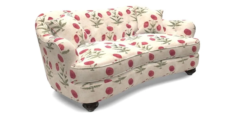 Fairmont 3 Seater Sofa in Romo Osumi Wild Rose with Contrast Piping in Linwood Luna Blossom Contrasting Scatters in Colefax & Fowler Jocasta Velvet Red