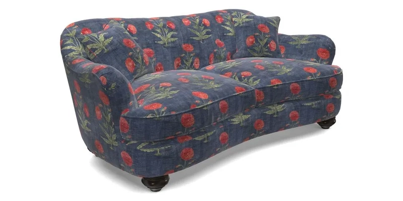 Fairmont 3 Seater Sofa in Romo Osumi Wild Rose with Contrast Piping in Linwood Luna Blossom Contrasting Scatters in Colefax & Fowler Jocasta Velvet Red