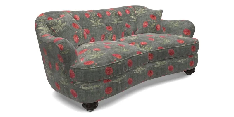 Fairmont 3 Seater Sofa in Romo Osumi Wild Rose with Contrast Piping in Linwood Luna Blossom Contrasting Scatters in Colefax & Fowler Jocasta Velvet Red