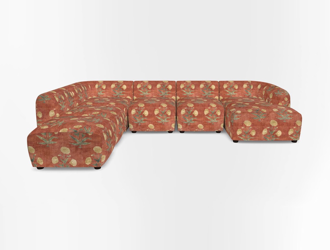 Large  chaise group with footstool RHF