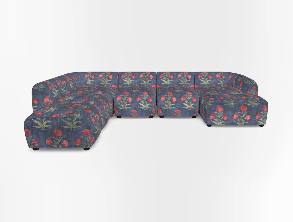 Large  chaise group with footstool RHF