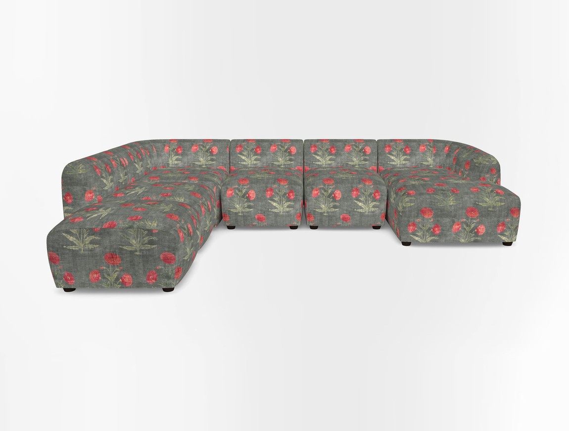 Large  chaise group with footstool RHF
