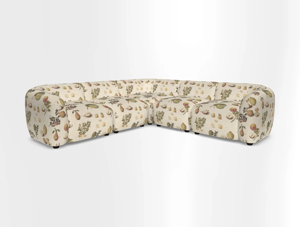 Form modular chaise sofa in Harpers Bazaar Spheres Artists Peony