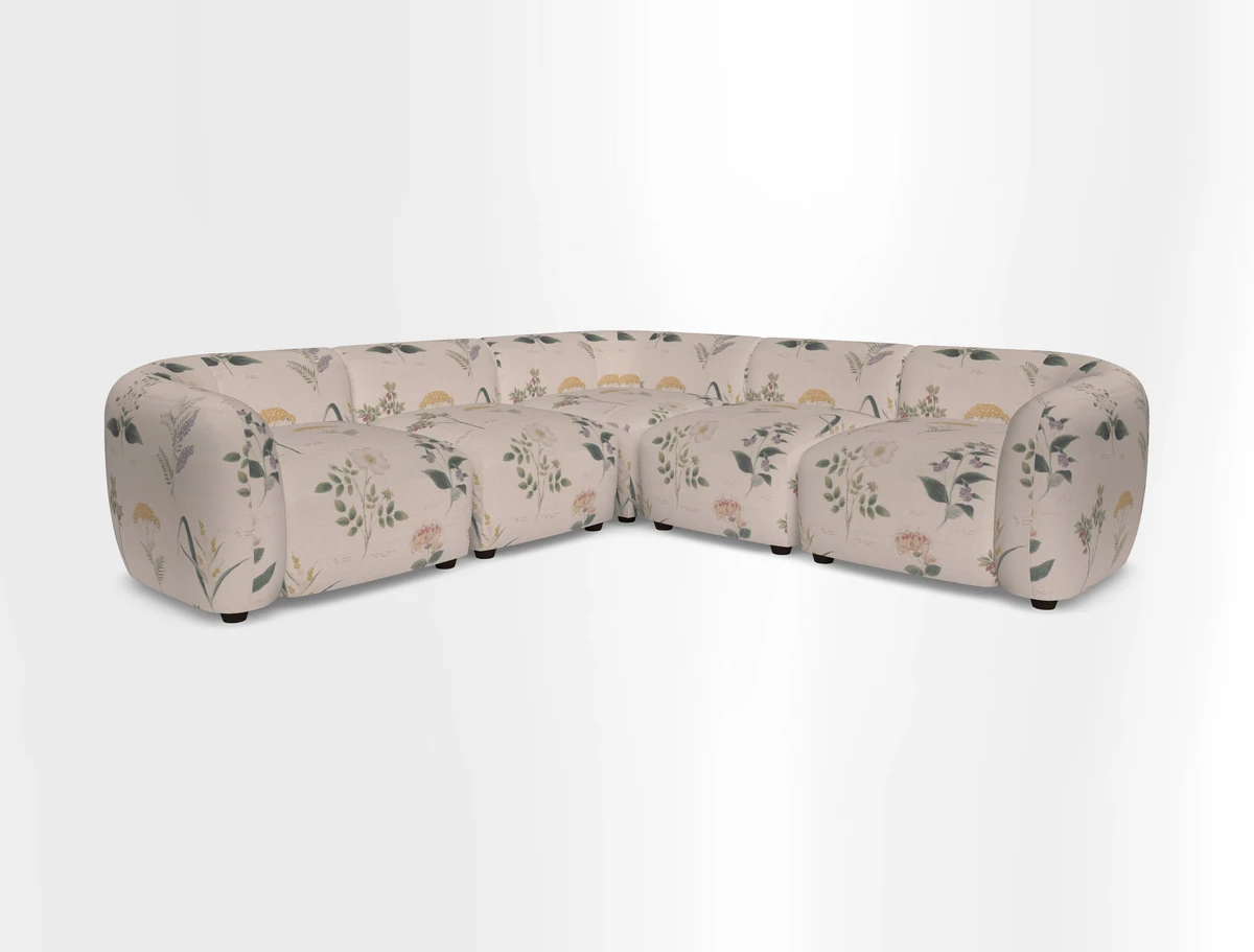Form modular chaise sofa in Harpers Bazaar Spheres Artists Peony