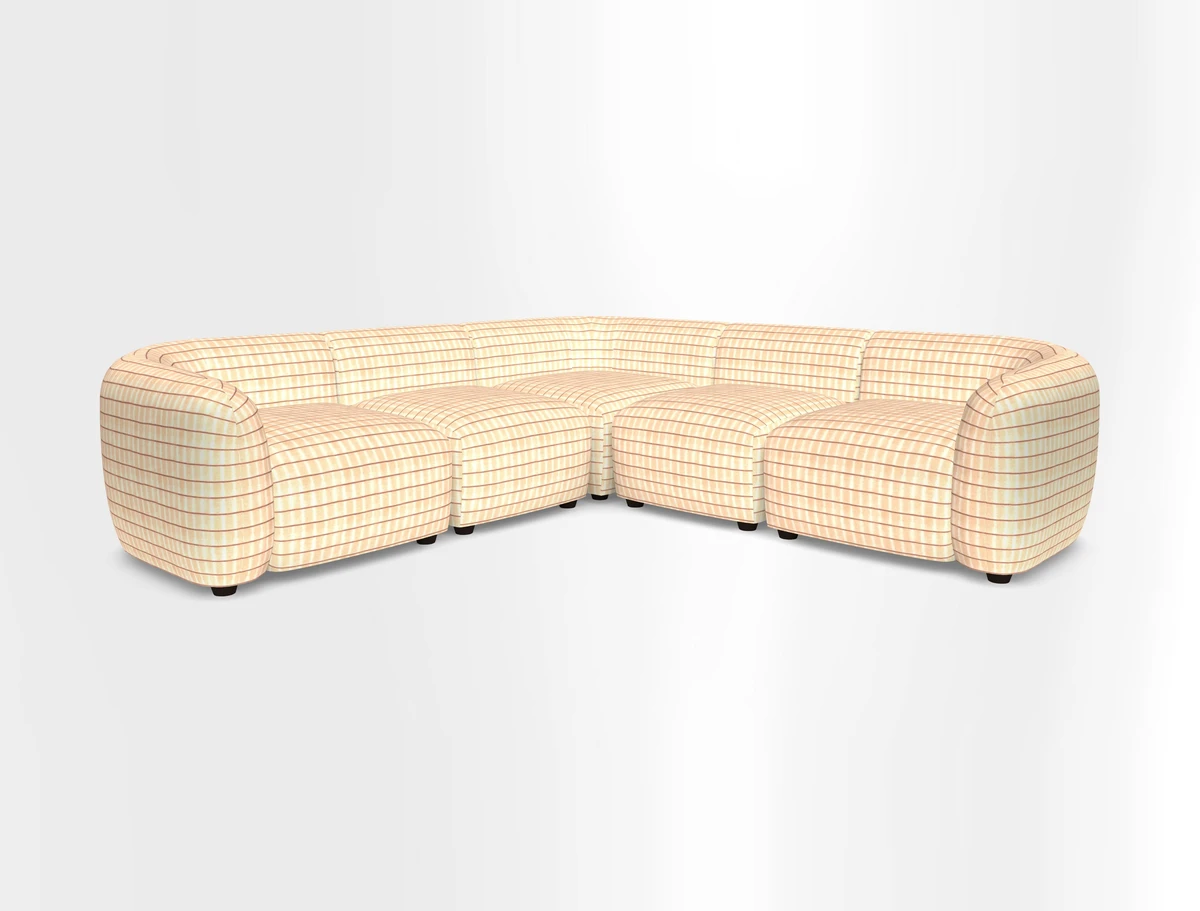 Form modular chaise sofa in Harpers Bazaar Spheres Artists Peony