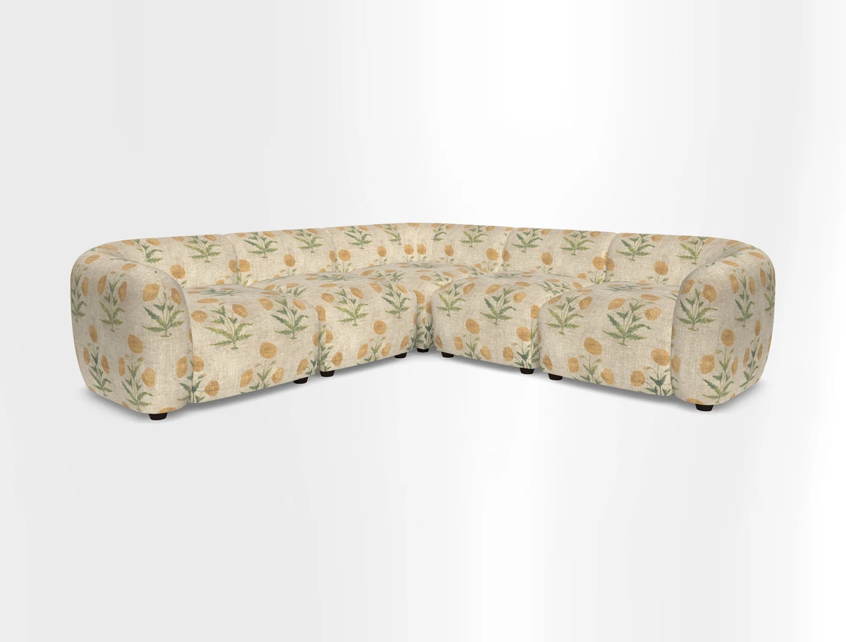 Form modular chaise sofa in Harpers Bazaar Spheres Artists Peony