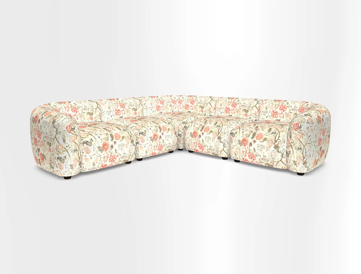 Form modular chaise sofa in Harpers Bazaar Spheres Artists Peony