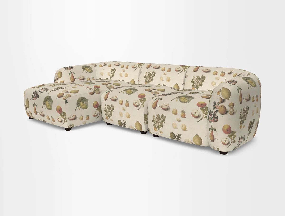 Form modular chaise sofa LHF in Harpers Bazaar Spheres Artists Peony