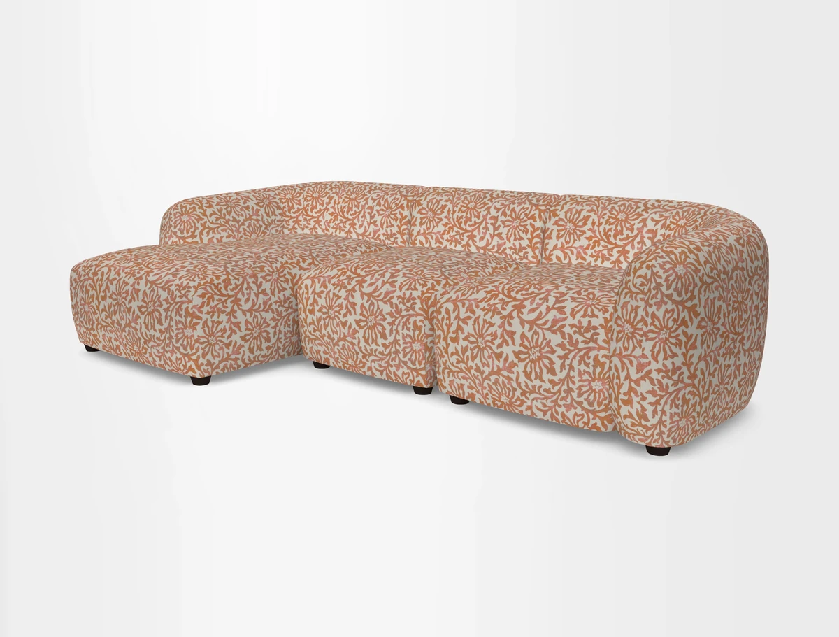 Form modular chaise sofa LHF in Harpers Bazaar Spheres Artists Peony