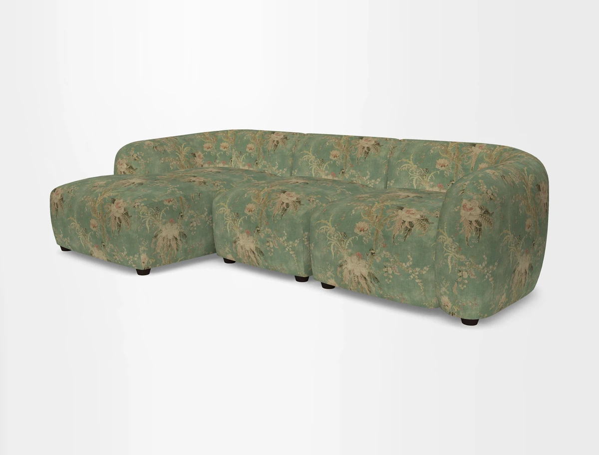 Form modular chaise sofa LHF in Harpers Bazaar Spheres Artists Peony