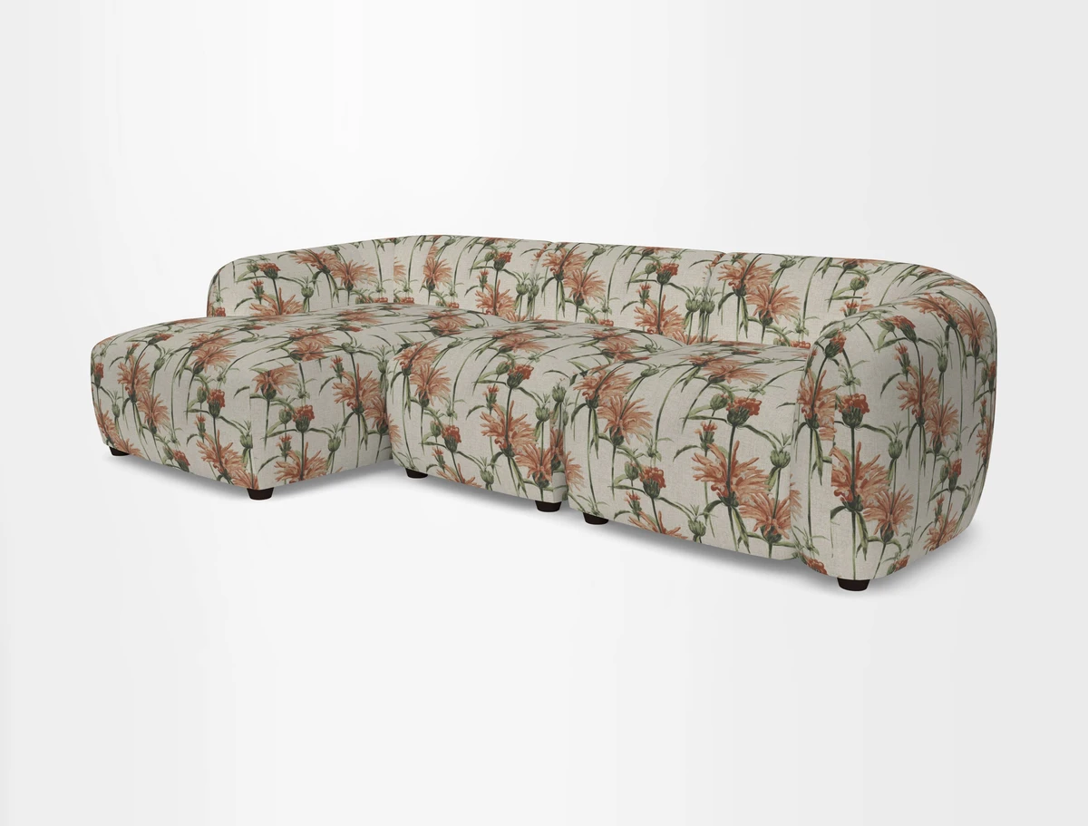 Form modular chaise sofa LHF in Harpers Bazaar Spheres Artists Peony