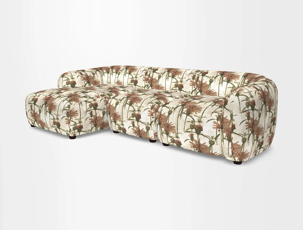 Form modular chaise sofa LHF in Harpers Bazaar Spheres Artists Peony