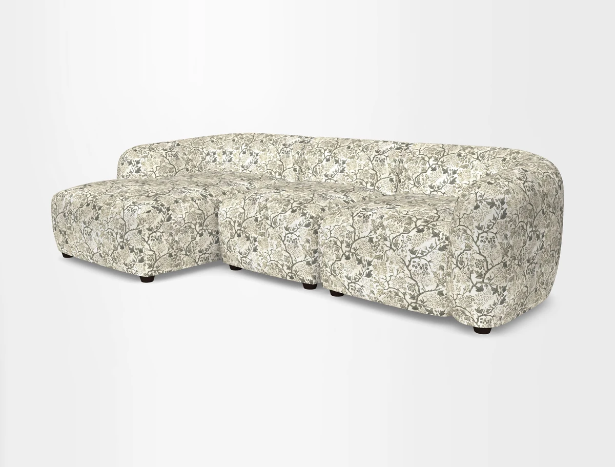 Form modular chaise sofa LHF in Harpers Bazaar Spheres Artists Peony