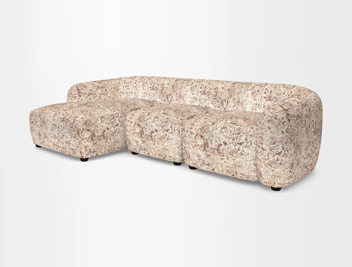 Form modular chaise sofa LHF in Harpers Bazaar Spheres Artists Peony