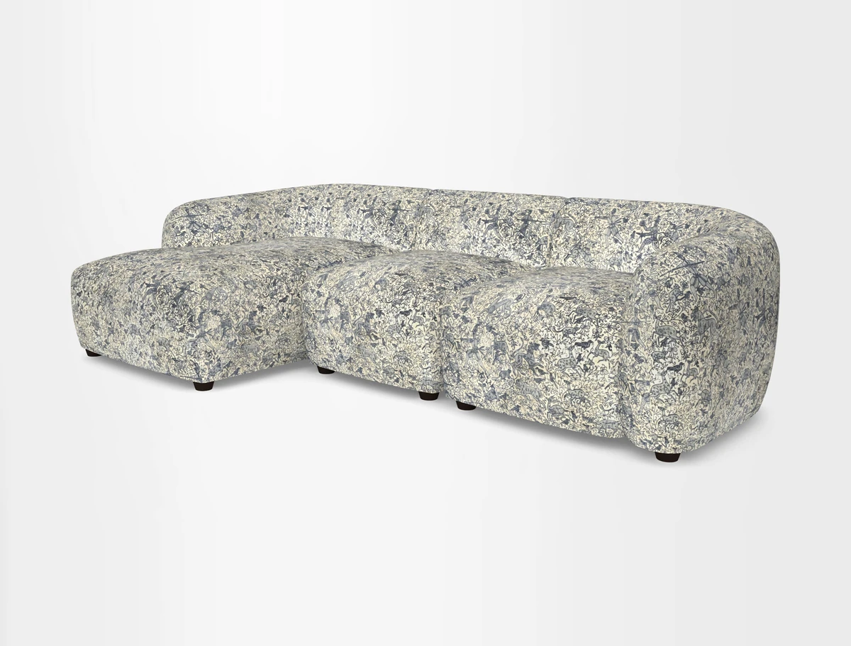 Form modular chaise sofa LHF in Harpers Bazaar Spheres Artists Peony