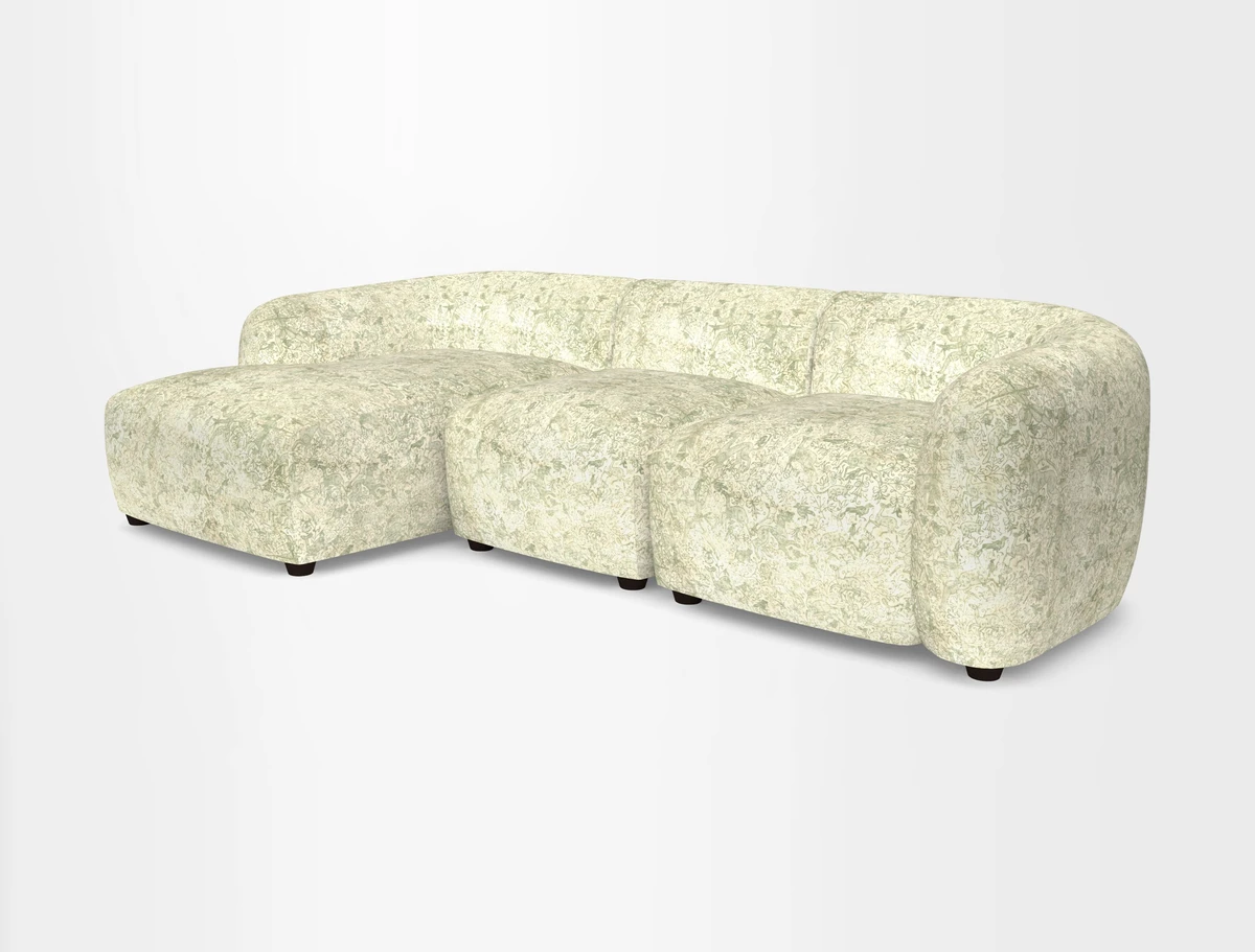 Form modular chaise sofa LHF in Harpers Bazaar Spheres Artists Peony