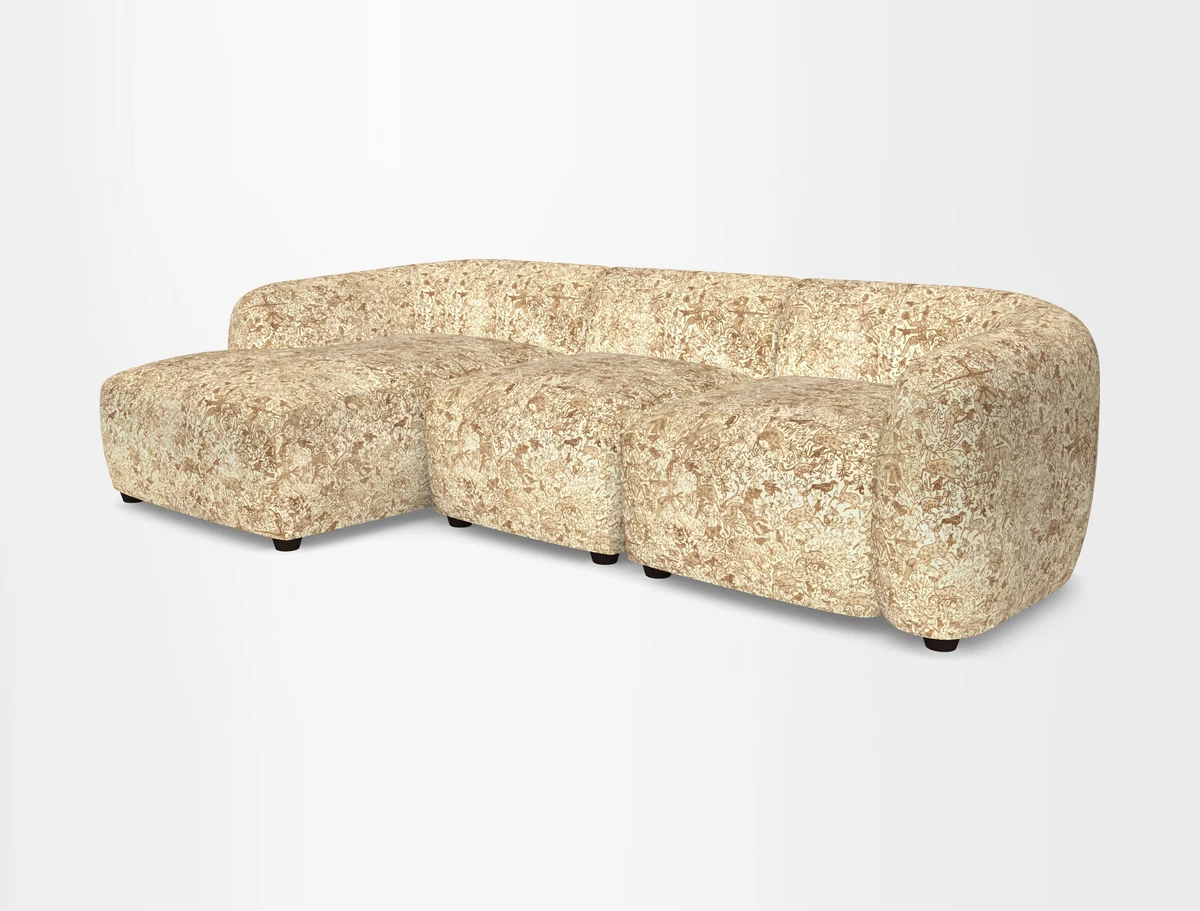 Form modular chaise sofa LHF in Harpers Bazaar Spheres Artists Peony