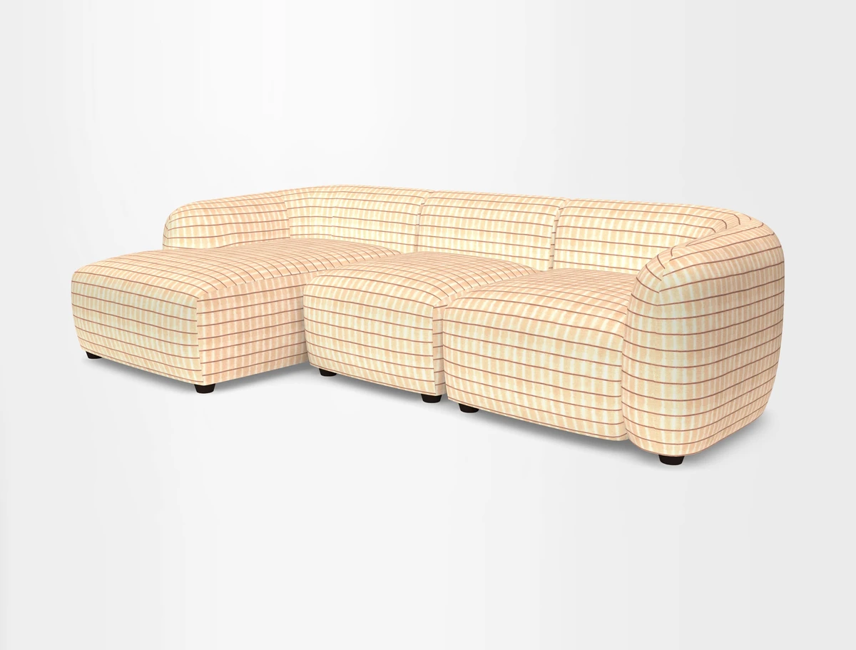 Form modular chaise sofa LHF in Harpers Bazaar Spheres Artists Peony