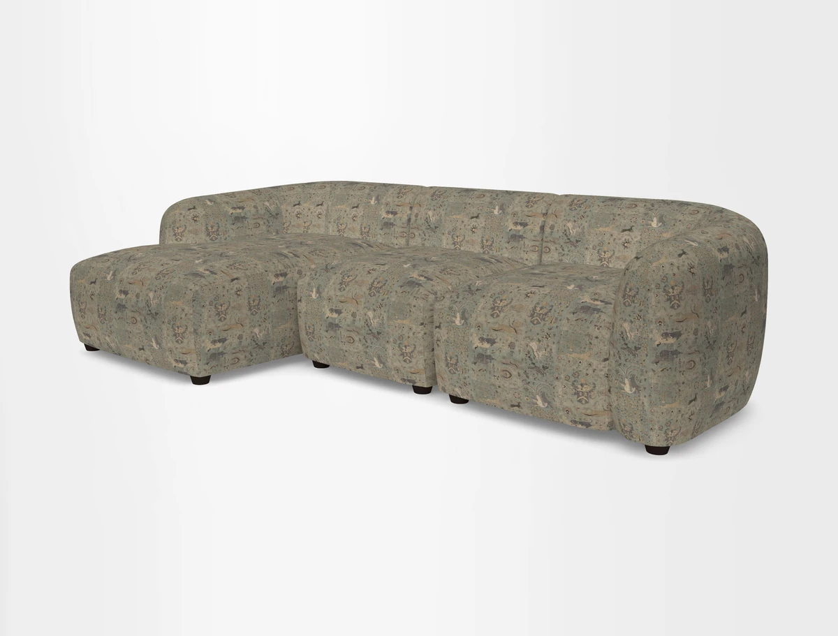 Form modular chaise sofa LHF in Harpers Bazaar Spheres Artists Peony