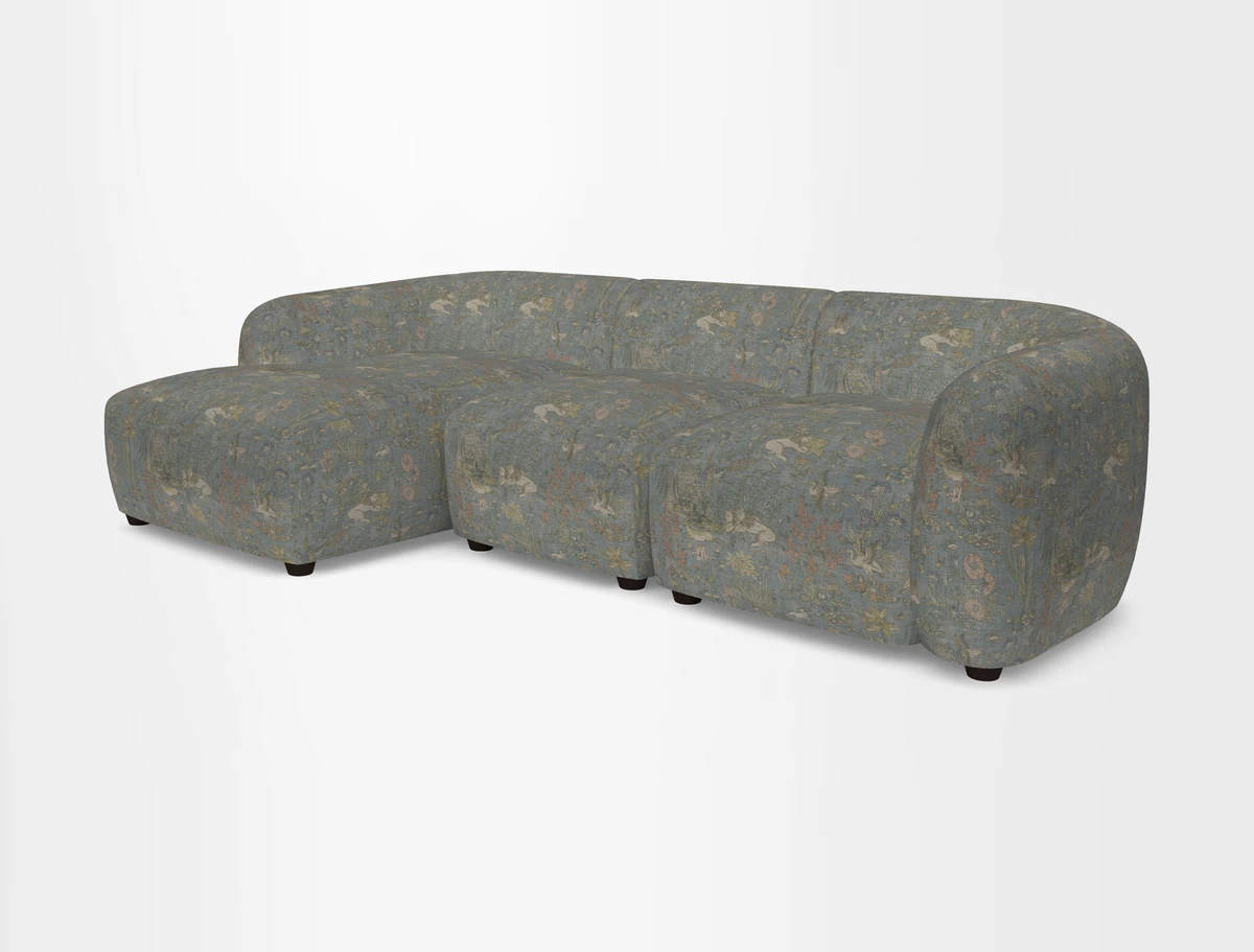Form modular chaise sofa LHF in Harpers Bazaar Spheres Artists Peony