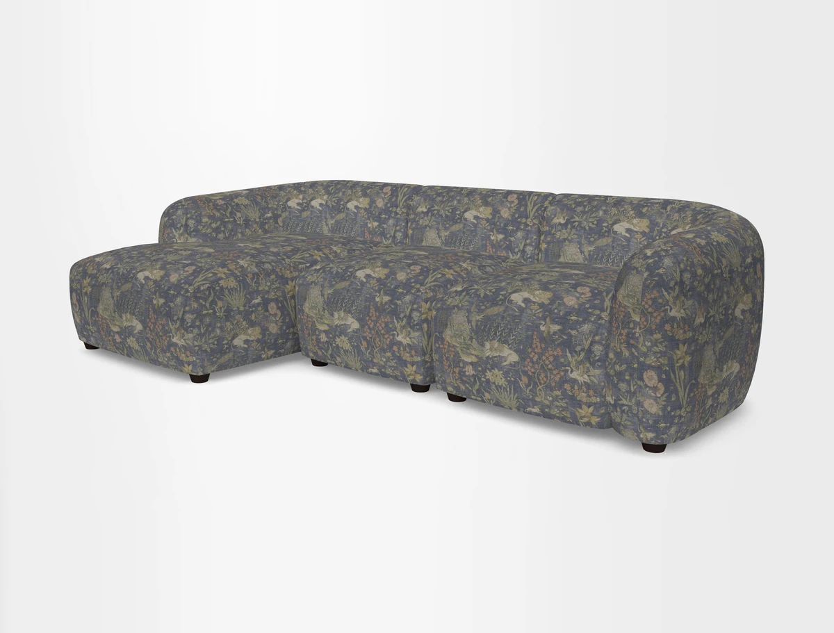 Form modular chaise sofa LHF in Harpers Bazaar Spheres Artists Peony