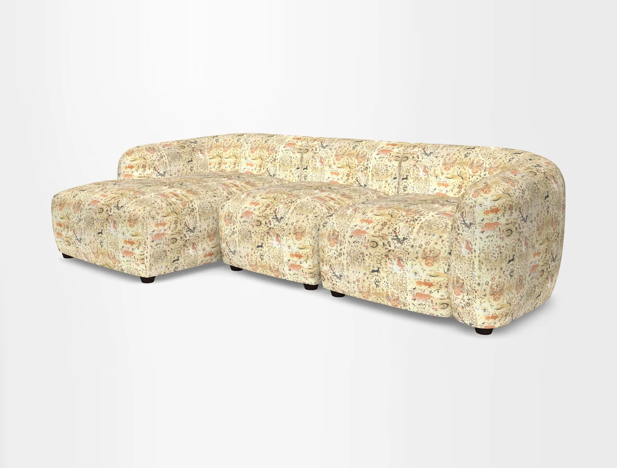 Form modular chaise sofa LHF in Harpers Bazaar Spheres Artists Peony