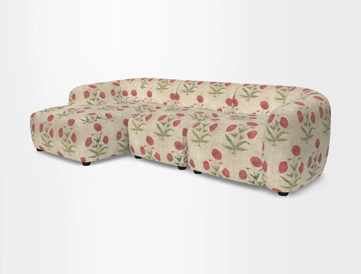 Form modular chaise sofa LHF in Harpers Bazaar Spheres Artists Peony