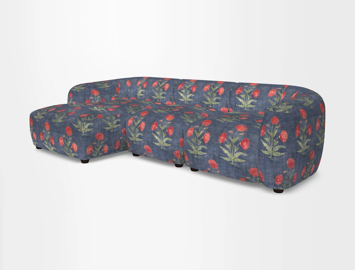 Form modular chaise sofa LHF in Harpers Bazaar Spheres Artists Peony
