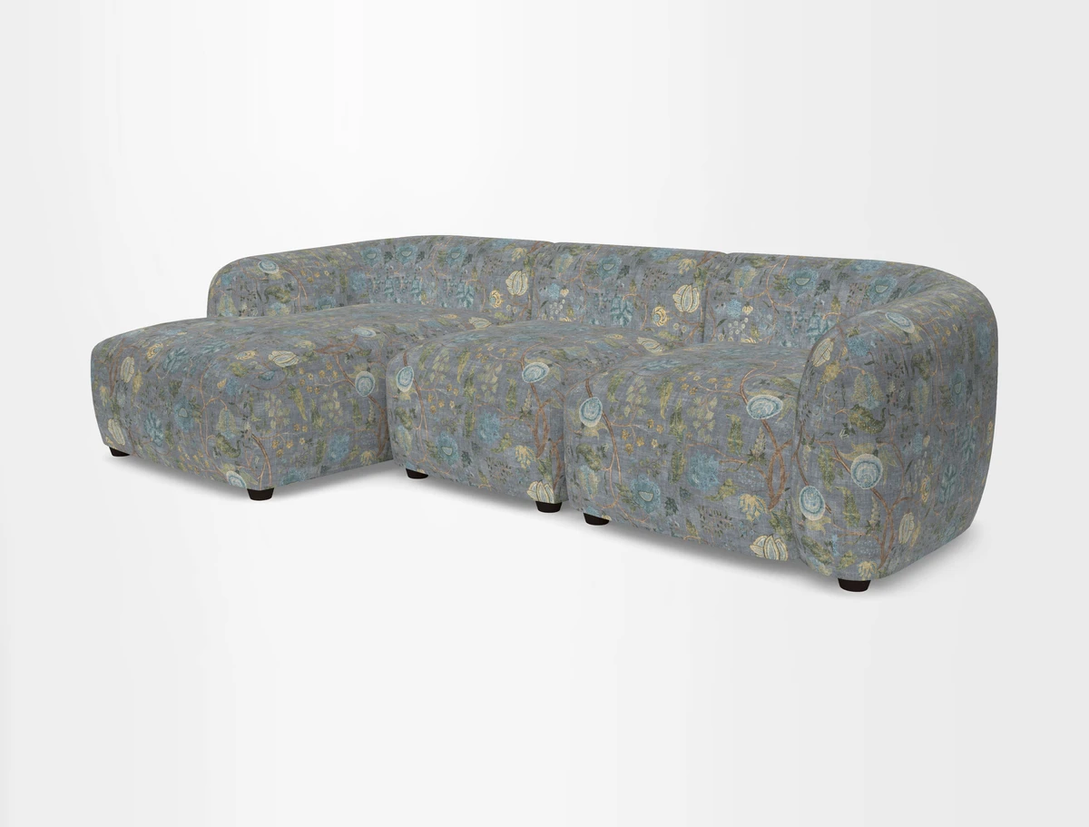 Form modular chaise sofa LHF in Harpers Bazaar Spheres Artists Peony