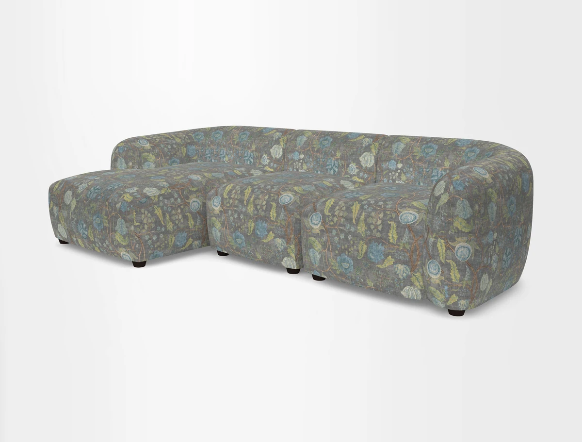 Form modular chaise sofa LHF in Harpers Bazaar Spheres Artists Peony