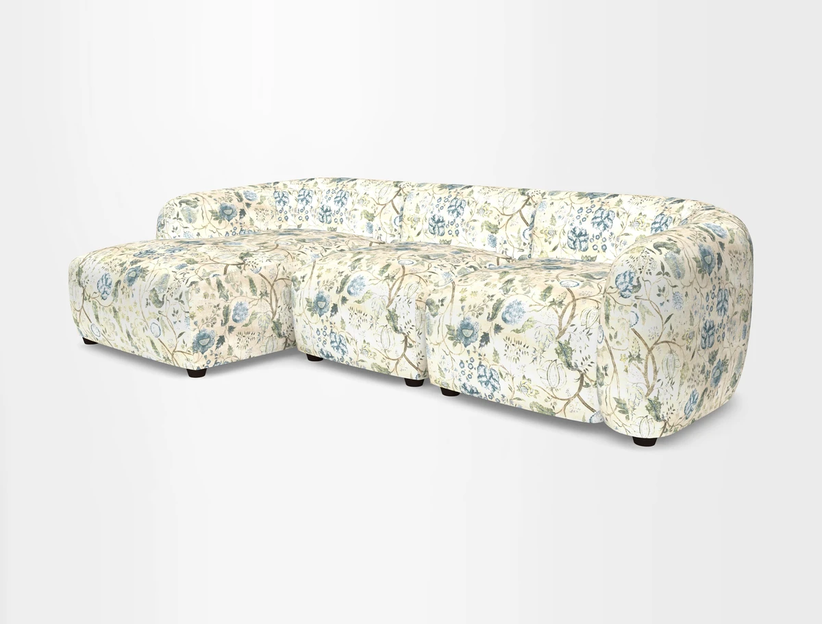 Form modular chaise sofa LHF in Harpers Bazaar Spheres Artists Peony