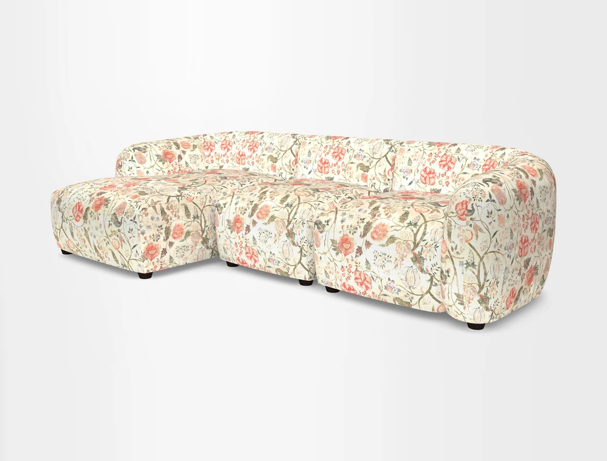 Form modular chaise sofa LHF in Harpers Bazaar Spheres Artists Peony