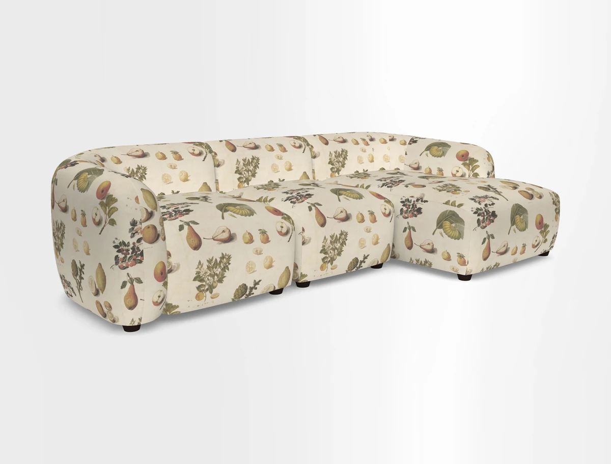Form modular chaise sofa RHF in Harpers Bazaar Spheres Artists Peony