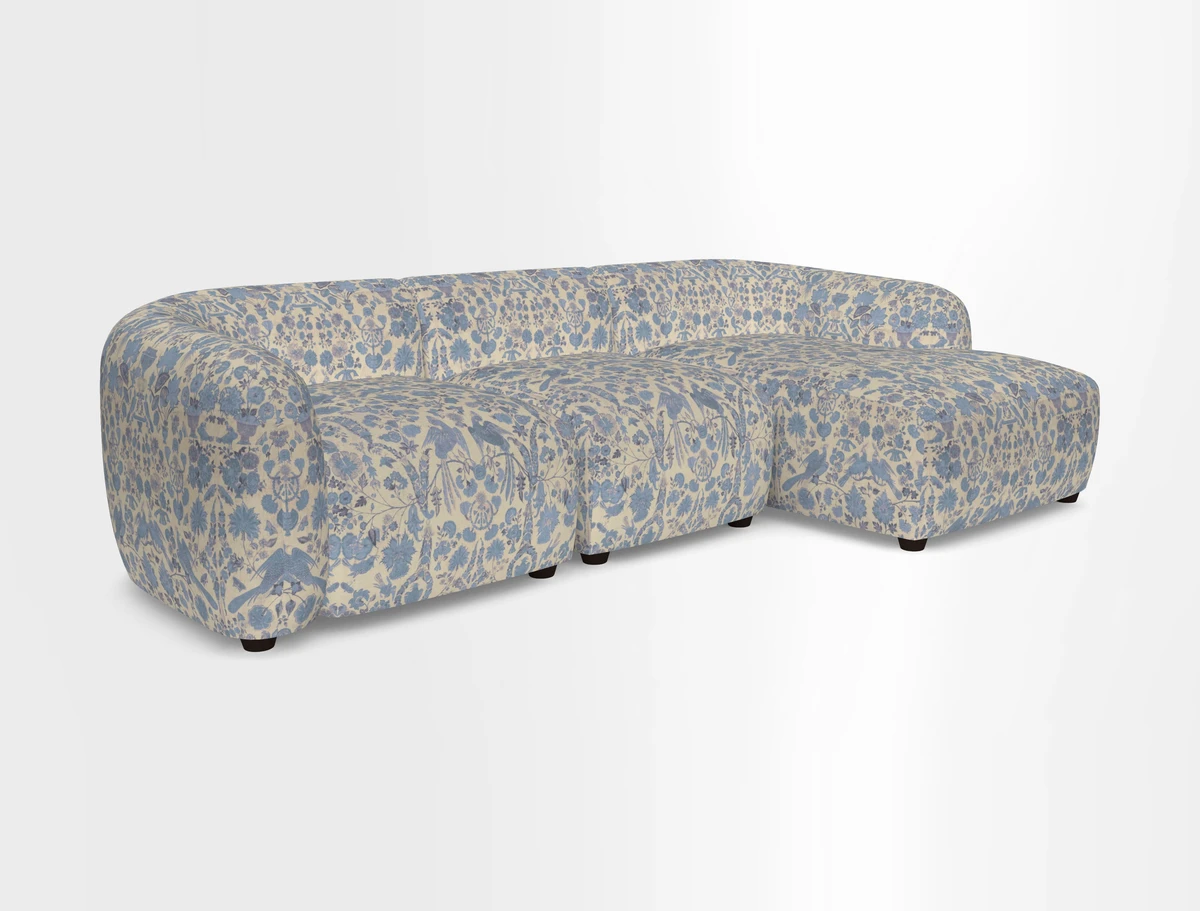 Form modular chaise sofa RHF in Harpers Bazaar Spheres Artists Peony