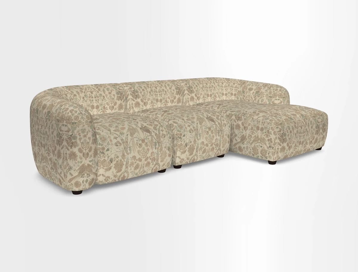 Form modular chaise sofa RHF in Harpers Bazaar Spheres Artists Peony