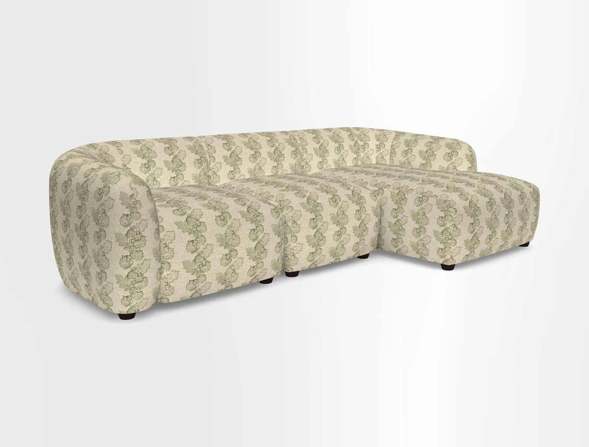 Form modular chaise sofa LHF in Harpers Bazaar Spheres Artists Peony