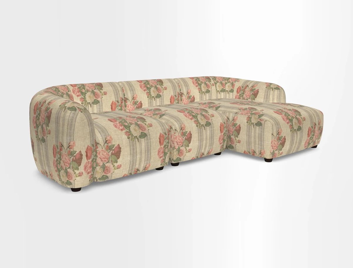 Form modular chaise sofa LHF in Harpers Bazaar Spheres Artists Peony