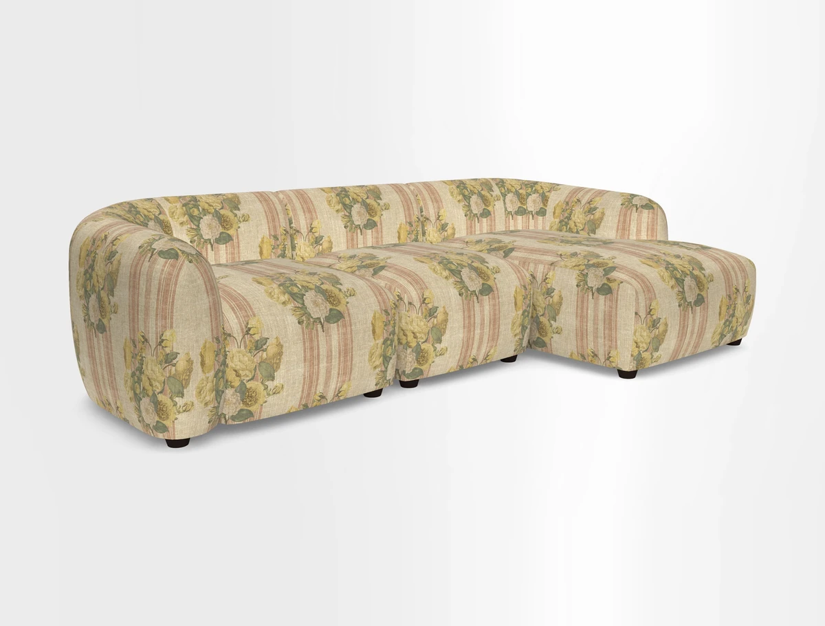 Form modular chaise sofa LHF in Harpers Bazaar Spheres Artists Peony